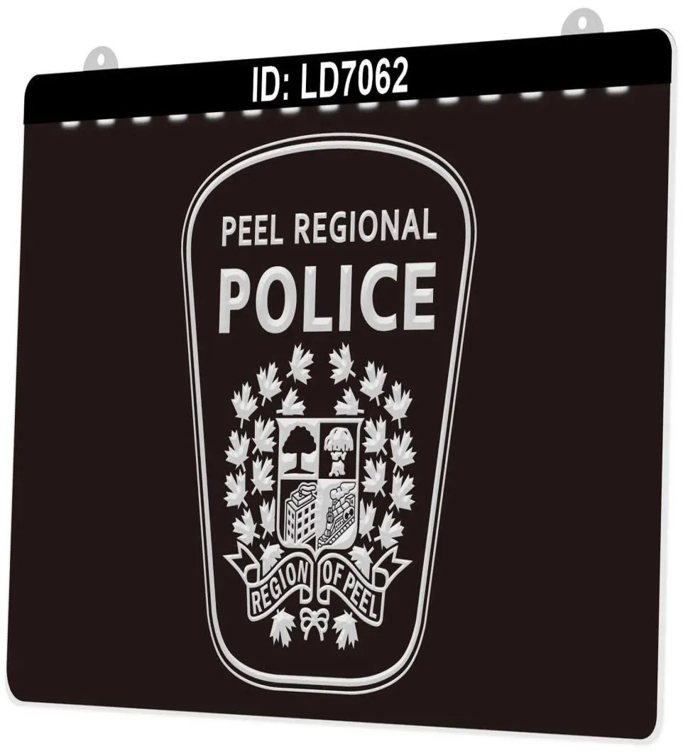 LD7062 Peel Regional Police 3D Gravura LED Light Sign Whole Retail7404043