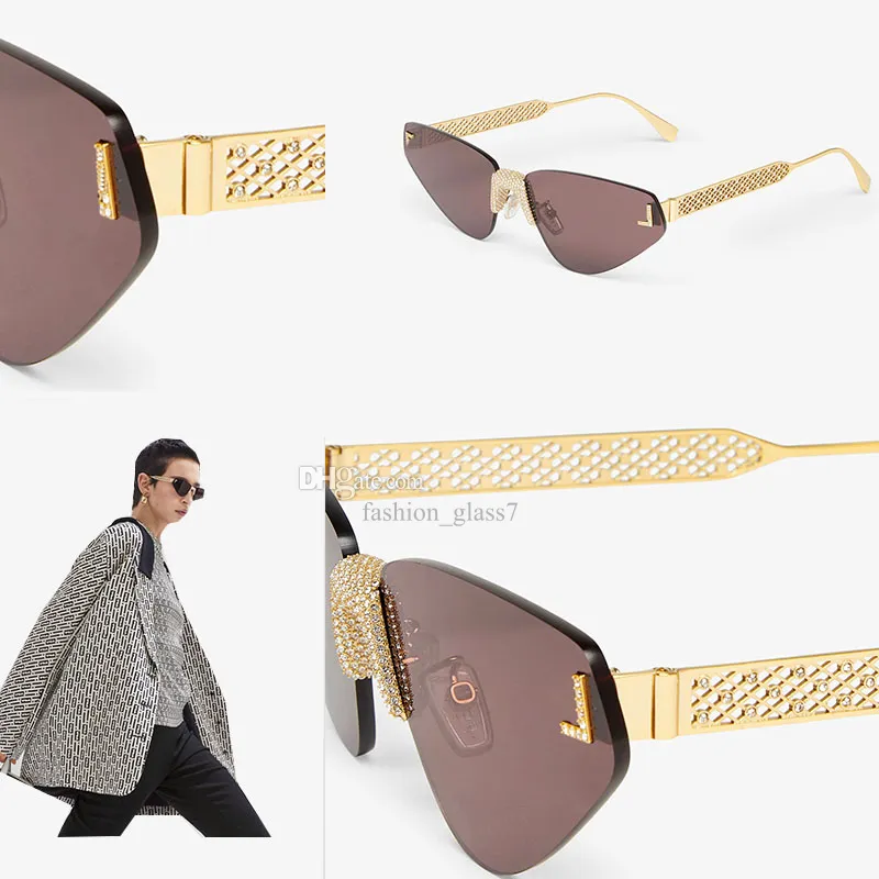 Men's Fashion Frameless Decorative Mirrors for Women Luxury Cat Eyes Sunglasses Design with High Quality Metal Legs Glasses Available in Multiple Colors FOL084V1