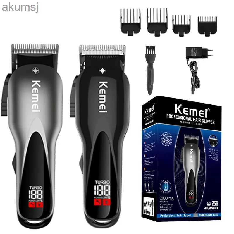 Hårklippare Kemei Mens Turbo Two Speed ​​Justerbar hår Clipper Professional Hair Beard Electric Haircut Machine laddningsbara YQ240122