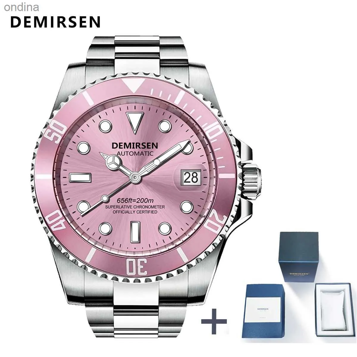 Other Demirsen Luxury Brand Dress Automatic Business Pink Stainless Steel Waterproof Sapphire Glass Luminous Sports YQ240122