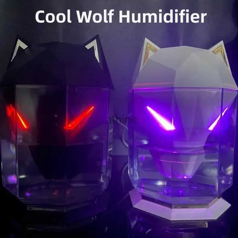 Humidificateurs 600ML Wolf humidificateur d'air USB électrique arôme diffuseur d'huile essentielle Portable pulvérisateur à brume fraîche avec lumière LED pour le bureau à domicile YQ240122