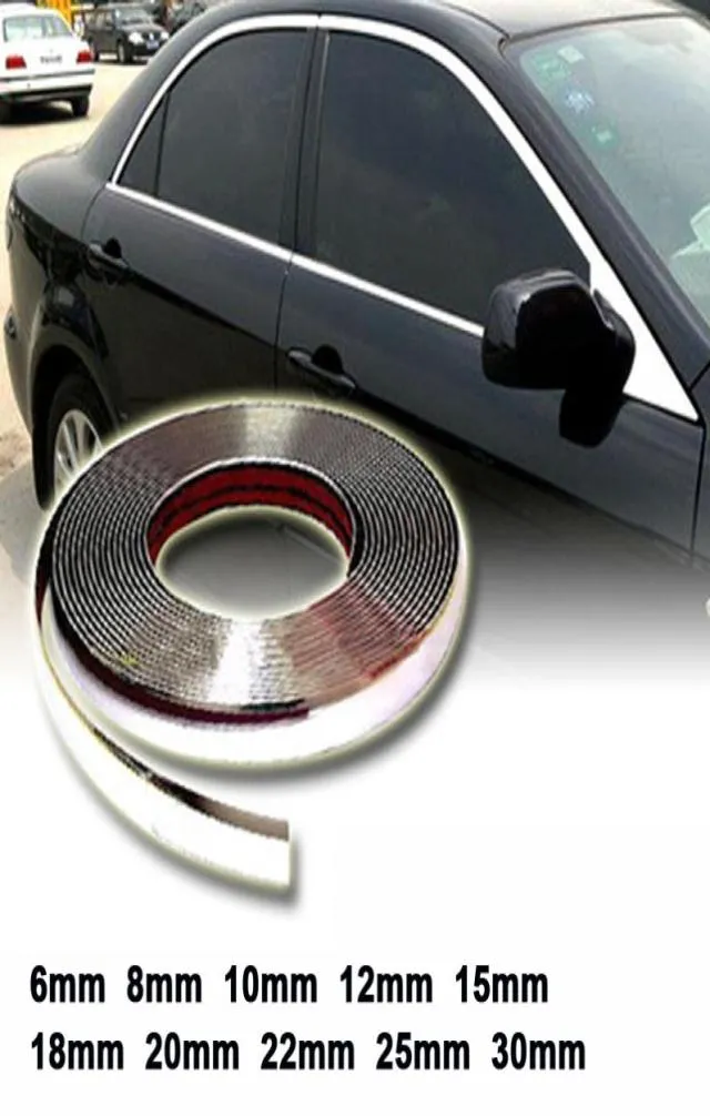 13 metros de plata coche cromo estilo decoración moldura tira cinta Auto DIY protector anticolisión pegatina 6mm 8mm 15mm 20m66008583