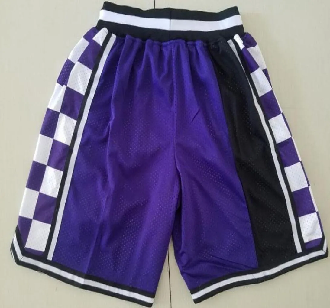 Yeni Şort Takımı Şort 9495 9899 Vintage Basketball Shorts Fermuar Cep Çalışma Giysileri Siyah Mor Renk Sadece Boyut SXX6416520