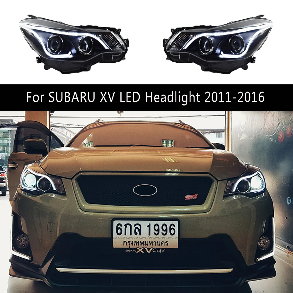 För Subaru XV LED-strålkastarenhet 11-16 Dynamisk streamer Turn Signal Indicator DRL DAGIME RUND LIGHT HEAD LAMP Biltillbehör