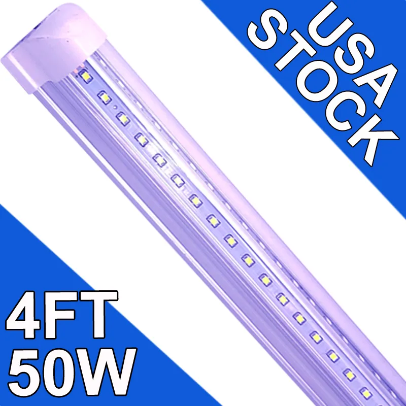 4ft LED -butik Lätt garage 50W 6500K 5000lm vitt ljus, T8 4ft LED -rörljus lagerverkstad källare, länkbara LED -butiksljus usastock