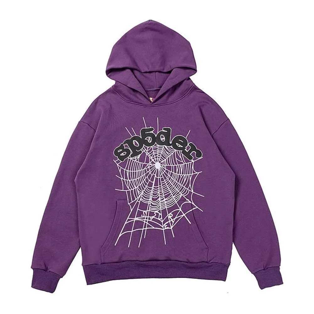 Sweat-shirts à capuche pour hommes Spot Sp5der Spider Web WEB diamant mousse toile d'araignée ciel violet boucle sweat à capuche pull pour homme et femme