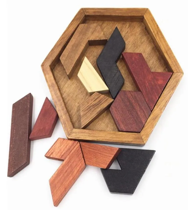 Rompecabezas para niños Juguetes de madera Tablero de rompecabezas Tangram Forma geométrica Entrenamiento Cerebro Juegos de inteligencia Rompecabezas Juguetes educativos para niños Christm5673723