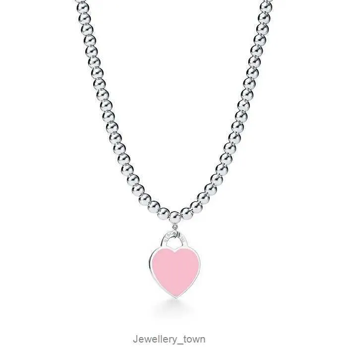 Tiffanyans S925 High Quality Nhz3 Pendant Memnon Heart Jewelry Color Beads for Necklace Women Round Bead Enamel with Pink Blu