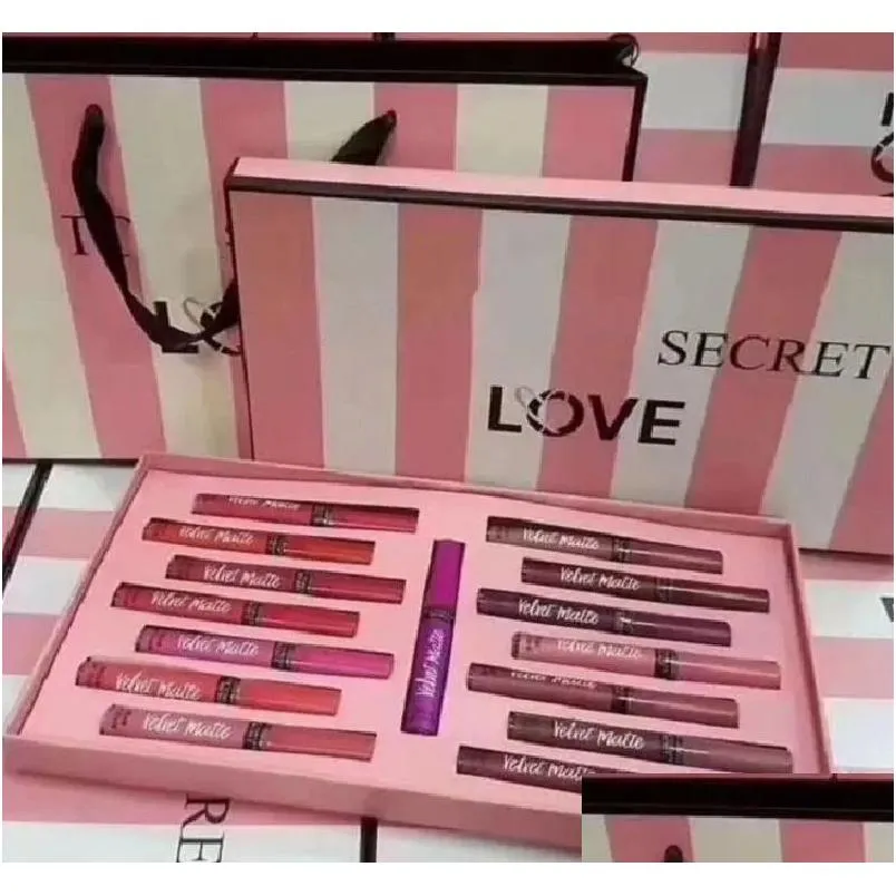 Lip Gloss Good Quality Love Veet Matte Cream Stain Set Liquid Lipstick 15 Color Long-Lasting Moisture Lipgloss Makeup Kits Drop Delive Dhb4V