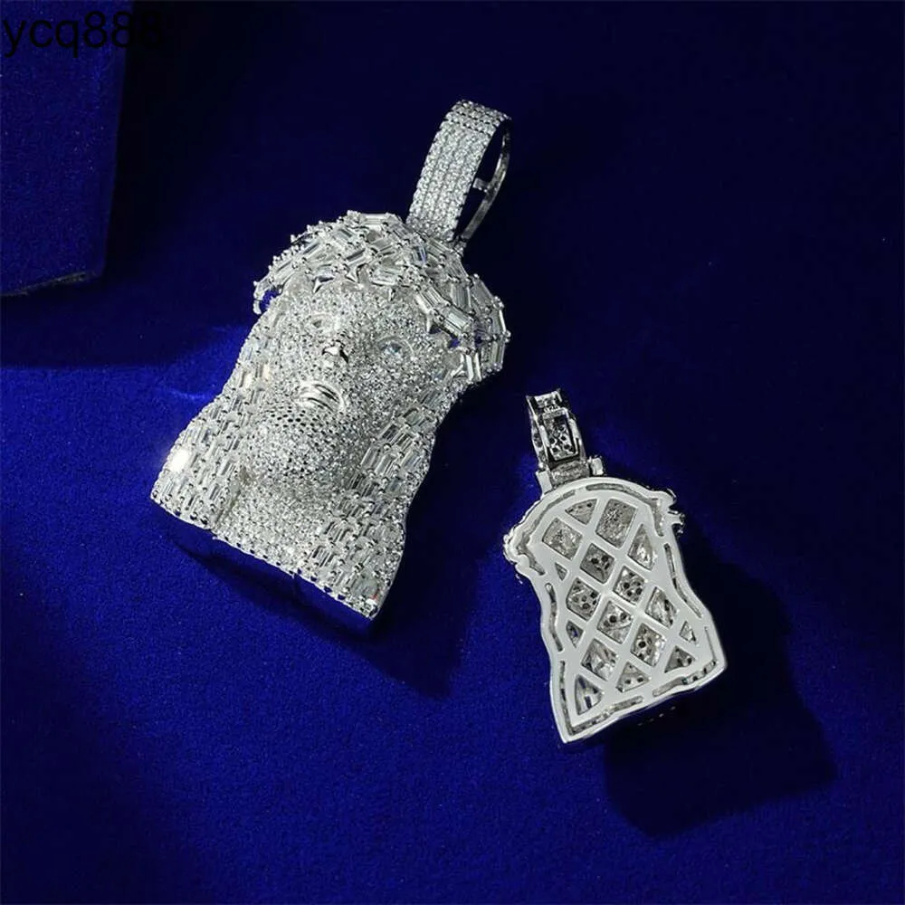 Hiphop – pendentif en argent Sterling véritable pour hommes, Test de diamant, Baguette entièrement glacée, Moissanite, 30mm, jésus 3d