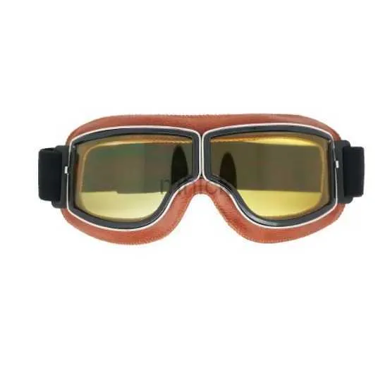 Lunettes d'extérieur Pliable Rétro Motocross Lunettes Vintage En Cuir Moto Lunettes Coupe-Vent Respirant Moto Vélo Casque Scooter Lunettes 240122