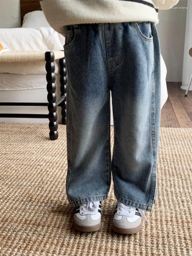 Pantaloni per ragazzi ragazzi Spring autunno un pezzo gamba larga jeans dritti jeans pantalone esterno alla larga moda