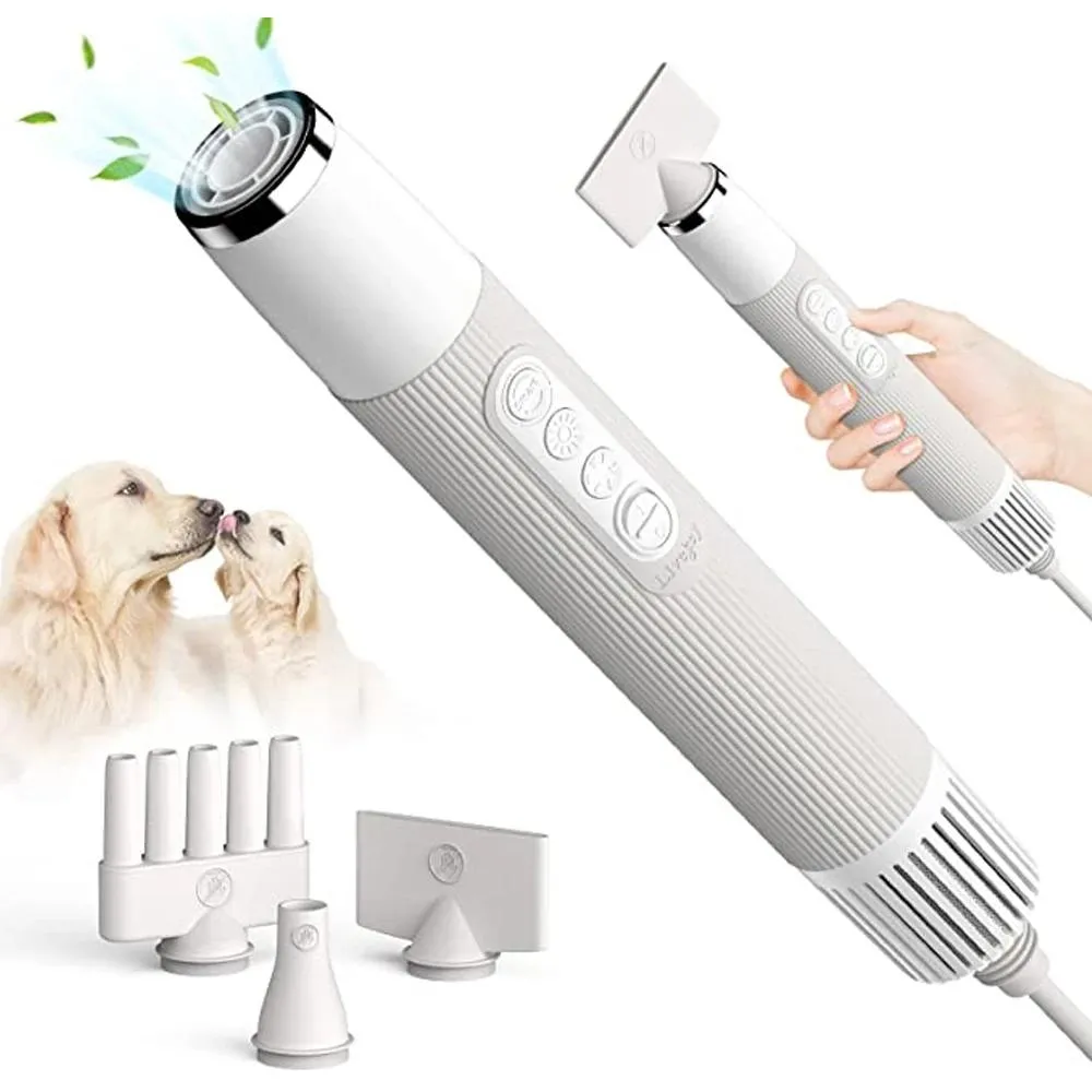 Leveranser Portable 2 i 1 husdjurstråntork för stora hundar Katt Grooming Comb Brush NTC Smart Control Professional Dog Blow Dryer Pet Blow