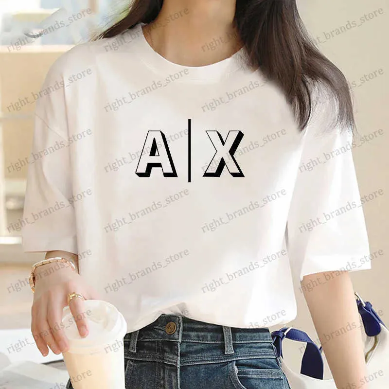 T-shirt Femme Blanc Basic AIX Lettre Impression T-shirt Femmes Été Nouveaux T-shirts Casual Lâche Tshirt O-cou Femme Tops Plus Taille Vêtements T240122