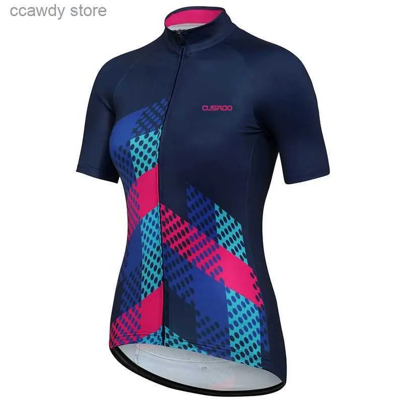 Men's T-Shirts Cycling Shirts Tops CUSROO 2023 New Women'S Short-Sleeve Jersey Custom Made Girl Summer Bike Clothing Lady Sports MTB WEARH24122