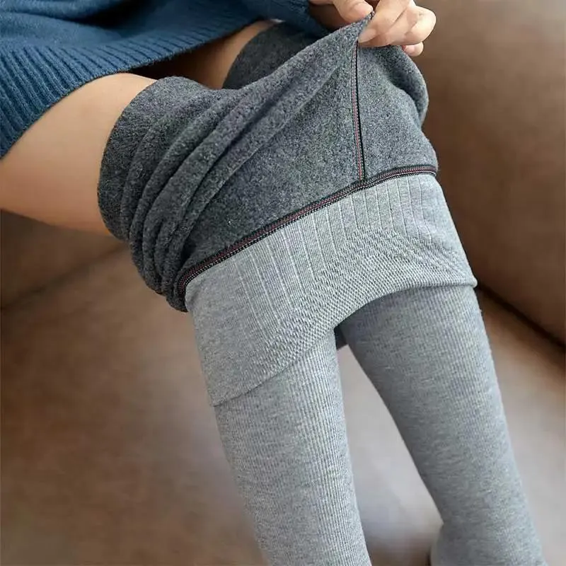 Capris inverno leggings mulheres meia-calça efeito de pele meias térmicas translúcidas meias de pelúcia calças de cintura alta velo forrado collants