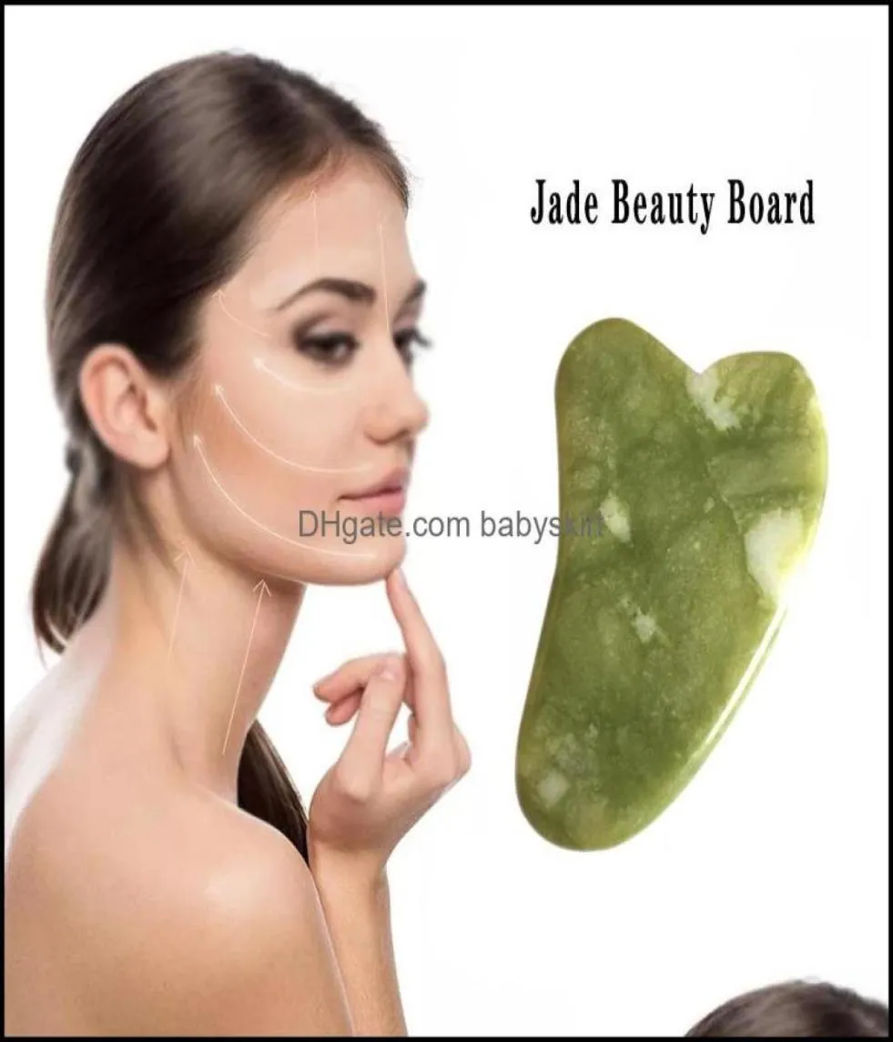 Mas Stones Gua Sha Set Natuursteen Groene Jade Guasha Board Masr Voor Scra Therapie Jades Roller Rocks Gezondheid Schoonheid Ytl8509310