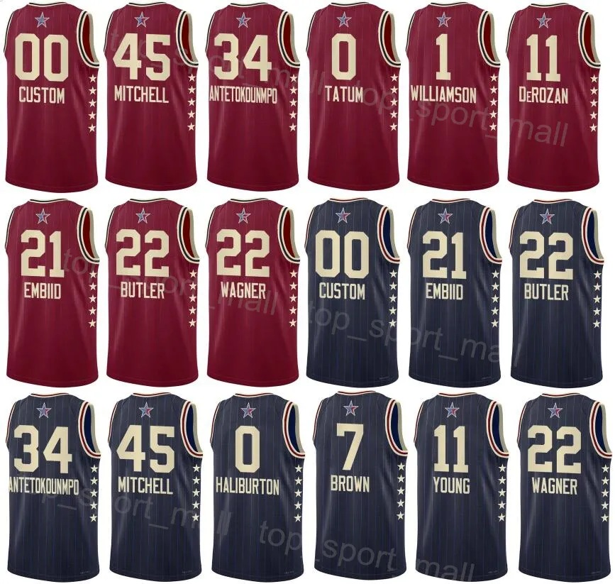 Printed 2024 All Star Basketball Jersey Tyrese Haliburton Giannis