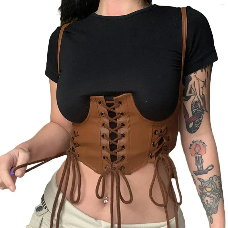 Belts Women Faux Leather Waist Belt Strap PU Punk Corset Steampunk Underbust Cummerbunds Apparel Accessories