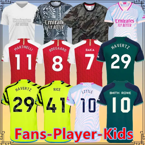 23 24 G.JESUS camisas de futebol ARROZ SMITH ROWE SKA Fãs Jogador J.TIMBER MARTINELLI RUSSO 2023 2024 camisa de futebol Homens e Crianças ODEGAARD SAMBI FABIO VIEIRA SALIBA HAVERTZ