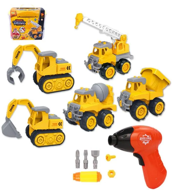 DIY Assemble Engineering Vehicle Model Model Cars Toys Electric Drill Drigator Dump Dump Trucks Truck Truck Developmental Toy FO9320045