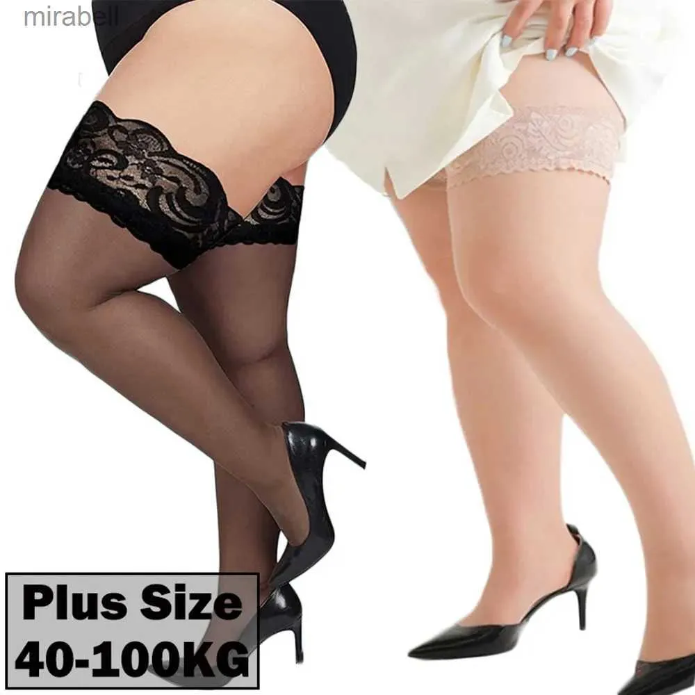 Socken Strumpfwaren Frauen Plus Size Strümpfe mit Anti-Rutsch-Sex-Socken Erotische exotische Dessous Oberschenkelhohe Netzstrümpfe Sexy ouvert Strumpfhosen YQ240122