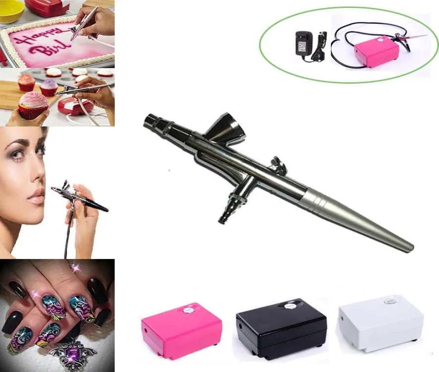 Airbrush Tattoo Supplies Kompressor 04mm Nadel Make-up Kit für Gesicht Körperfarbe Spritzpistole Airbrush Kuchen Nägel Temporäre Tätowierung8823498