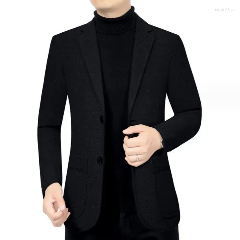 メンズスーツ高品質の秋と冬のウールスーツジャケット男性中年はレジャートップハイエンドのお父さんブレザーを飾っています