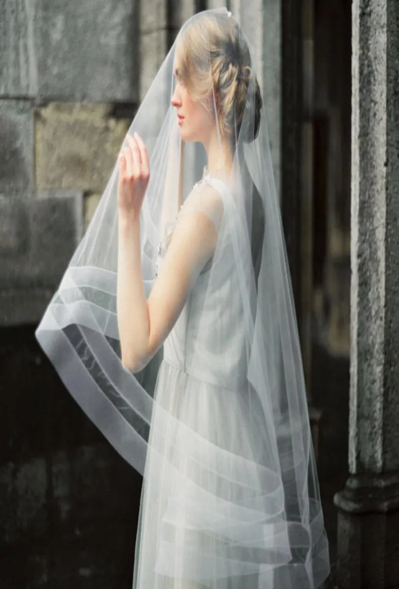 Voile de mariage en ruban de crin de cheval double avec fard à joues longueur du bout des doigts voiles de mariée longueur personnalisée accessoires de mariée cercle voiles tombants 9237216