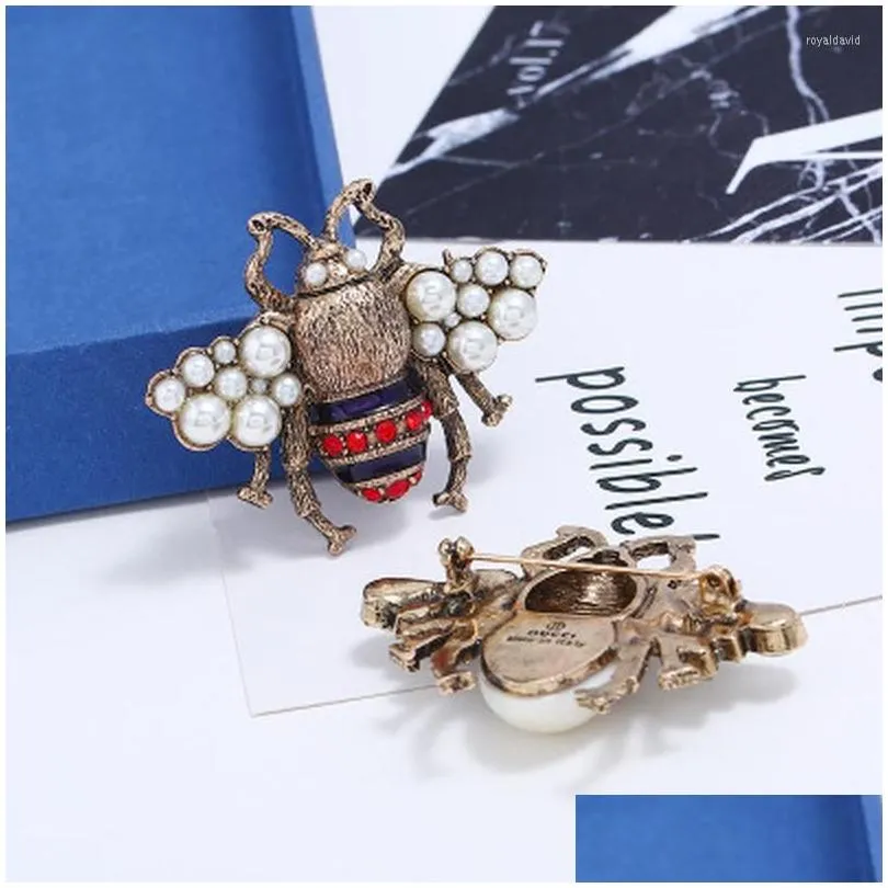 brooches bohemia tendency bee brooch fashion imitation pearls glass insect for women jewelry