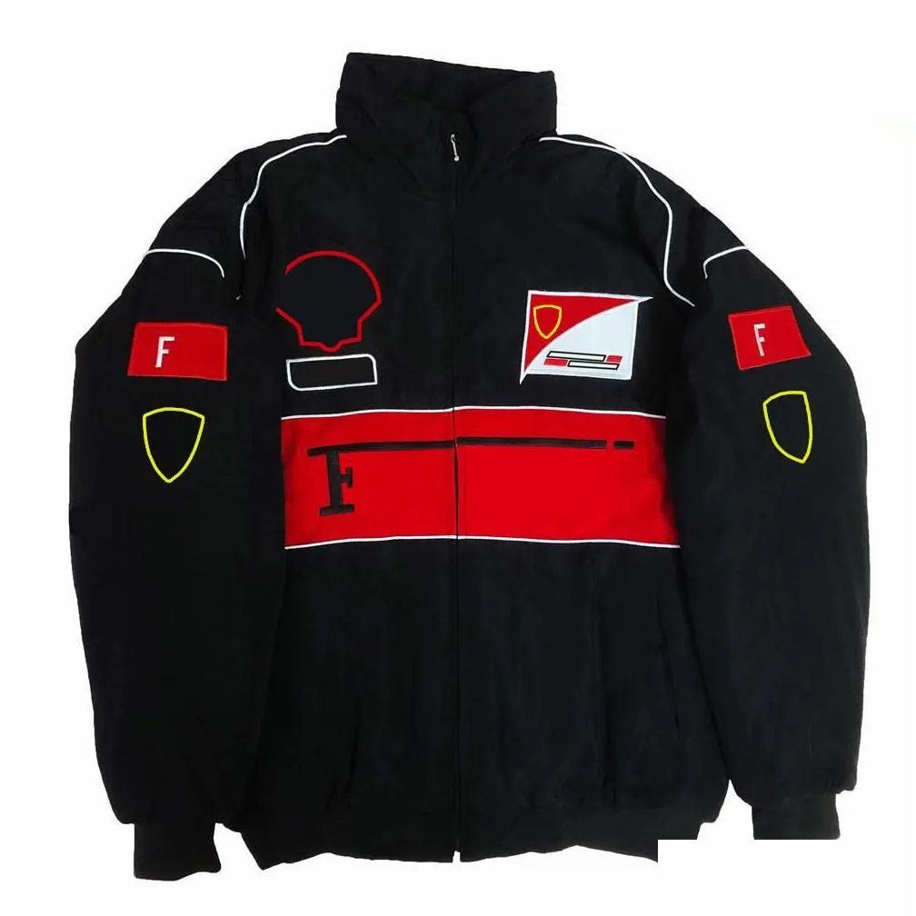 Homens camisetas Vestuário de motocicleta 2024 F1 Racing Terno Jaquetas Forma 1 Retro College Estilo Europeu Windbreaker Jaqueta de Algodão Fl Bordado WindProo Oturr E85K