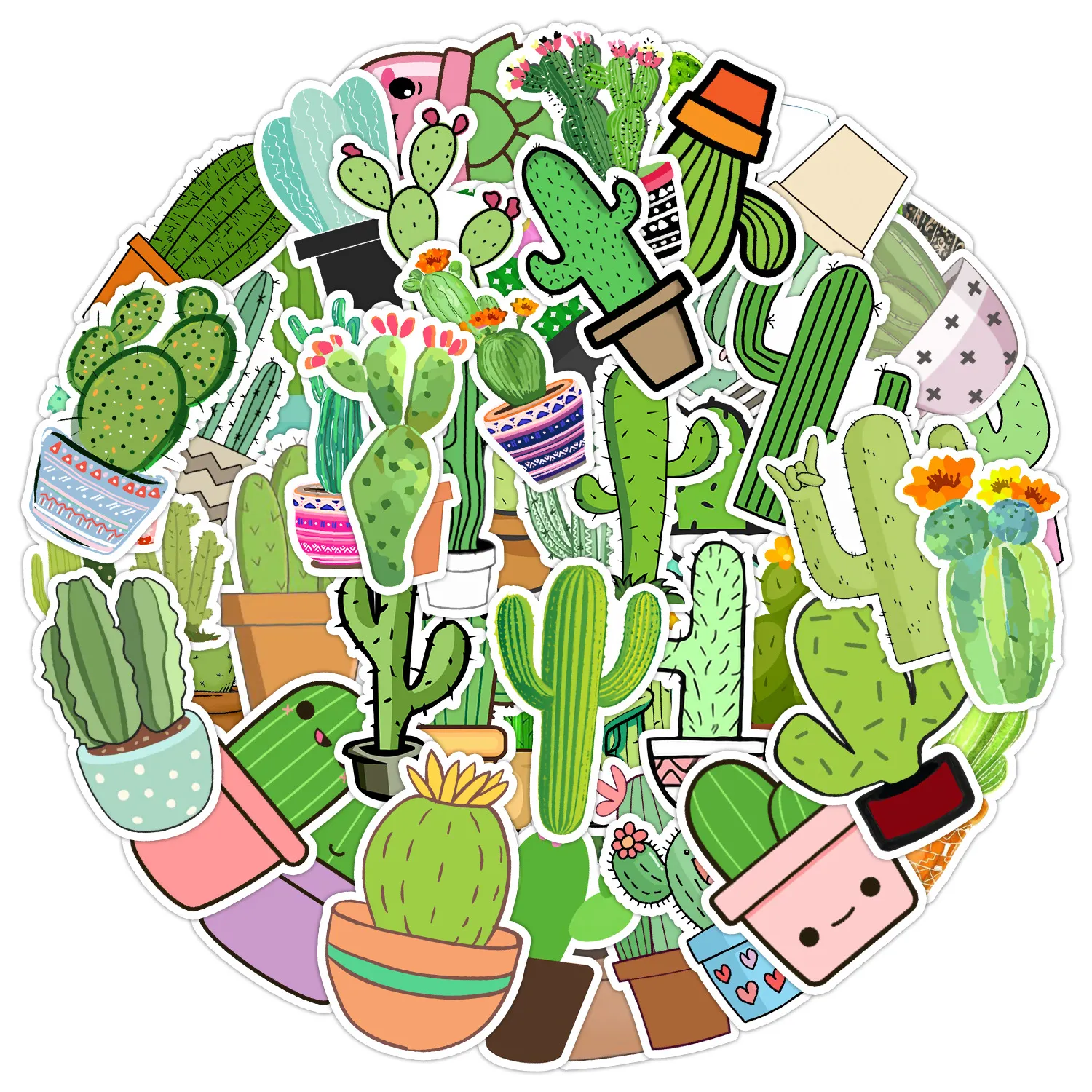 50 adesivi carini per cactus, adesivi estetici per piante di cactus preppy per bottiglie d'acqua, laptop, scrapbooking 122782