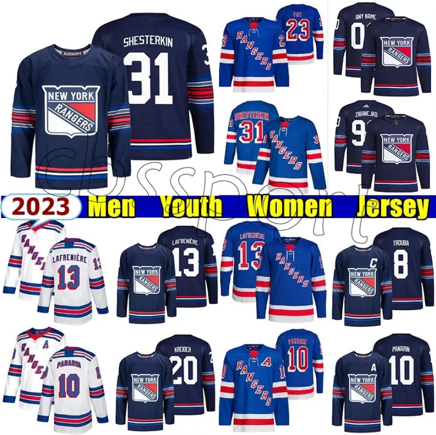 21 Barclay Goodrow New York Rangers Hockey Jerseyss Jaroslav Halak 5 Ben Harpur 24 Kaapo Kakko 48 Kalynuk 88 Patrick Kane Ryan Lindgren Mikkola personnalisé Hommes Femmes Jeunes