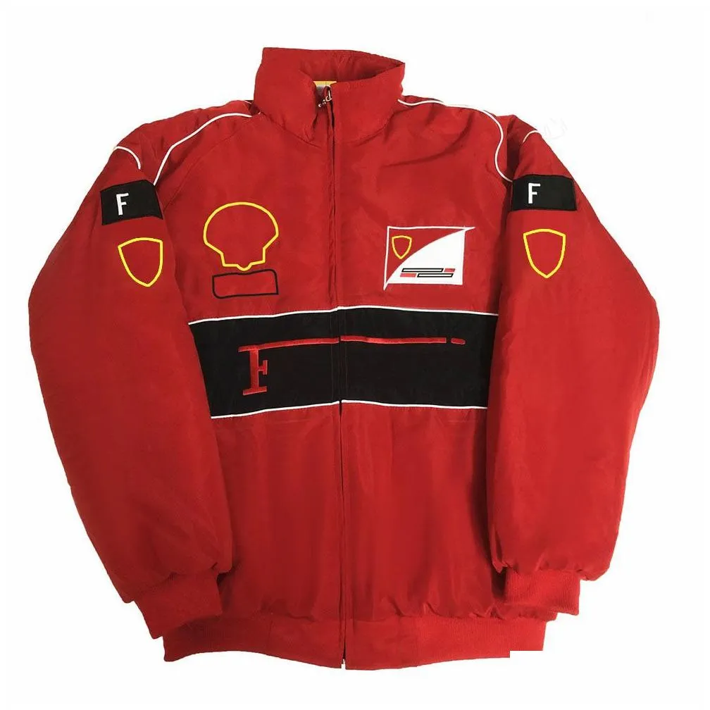 Homens camisetas Vestuário de motocicleta 2024 F1 Racing Terno Jaquetas Forma 1 Retro College Estilo Europeu Windbreaker Jaqueta de Algodão Fl Bordado WindProo Oturr E85K