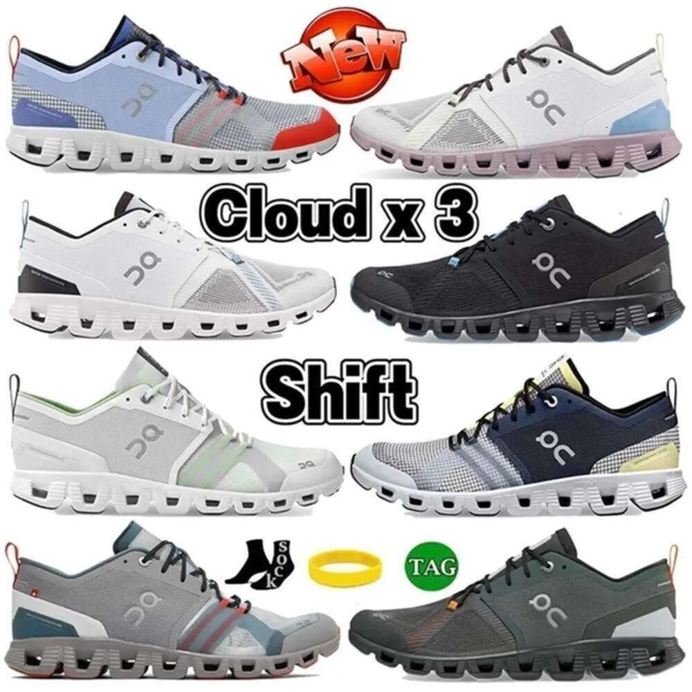 Chaussures sur des hommes Chaussures Femmes Running x 3 Shift Shoe Fashion Heather Glacier Niagara White Heron Noir Niagara Sport Sneakers Mens Mesh Low Runner Outof White