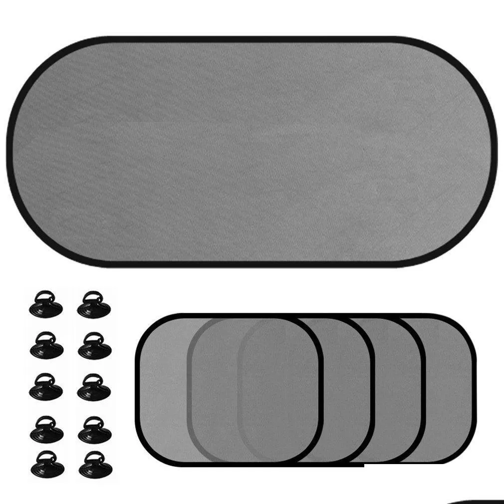 Car Sunshade 5Pcs/Set Window Mesh Sun Visor Curtain With Suction Cup Front Rear Side Windows Shade Windshield Ers For Kids Drop Delive Dh9Df