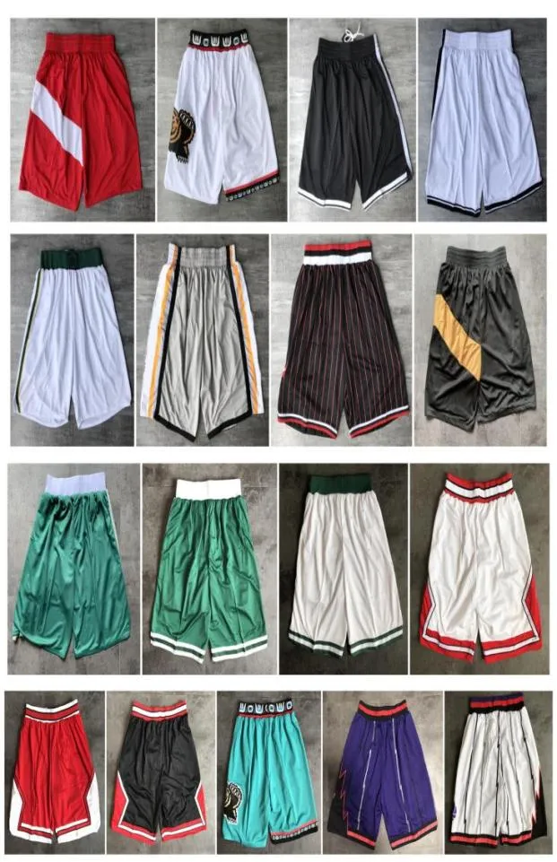 Top Qualité 2019 Team Basketball Short Hommes Shorts pantaloncini da basket Sport Shorts College Pantalon Blanc Noir Rouge Violet Vert2375427