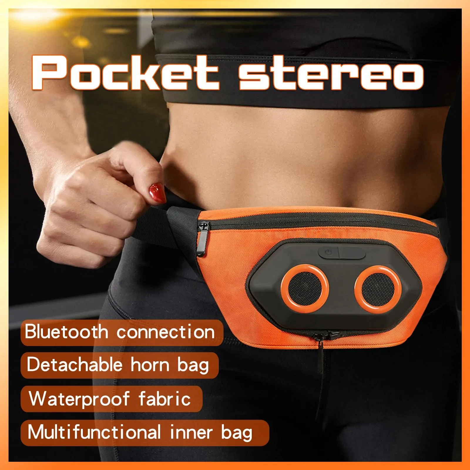 Speakers Conelz Portable Pockets Speaker 8W Bluetooth 5.0 Waterproof Outdoor Sports Fanny pack Speaker Mini Bluetooth Speaker