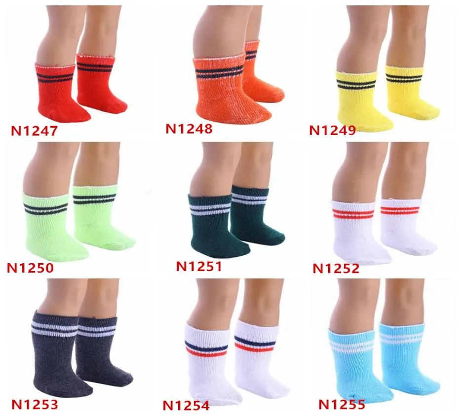 Calzini per bambole in 9 colori Calze sportive Tubo mix o colore Mark per bambola americana da 18 pollici4953633