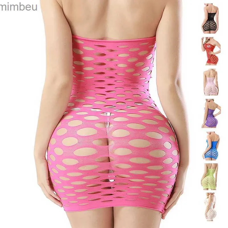 Sexy Set Sexy Lingerie Women Body Lenceria Erotic Fishnet Sensual Sex See Through Hot Pink Dress Mesh Bodysuit Underwear ComesL240122