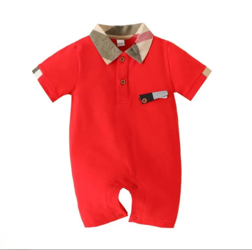 Mignon bébé garçons barboteuse filles été nouveau-né coton combinaisons enfant en bas âge à manches courtes Onesies col rabattu infantile barboteuse 7813834