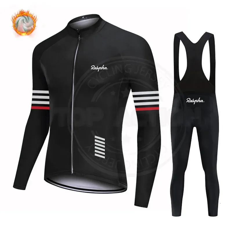 Raphaful Winter Thermal Fleece Cycling Set Road Bike Shirts MTB Jackor Cycling Bib Tights Bicycle Clothing Long Sleeve Jersey 240119