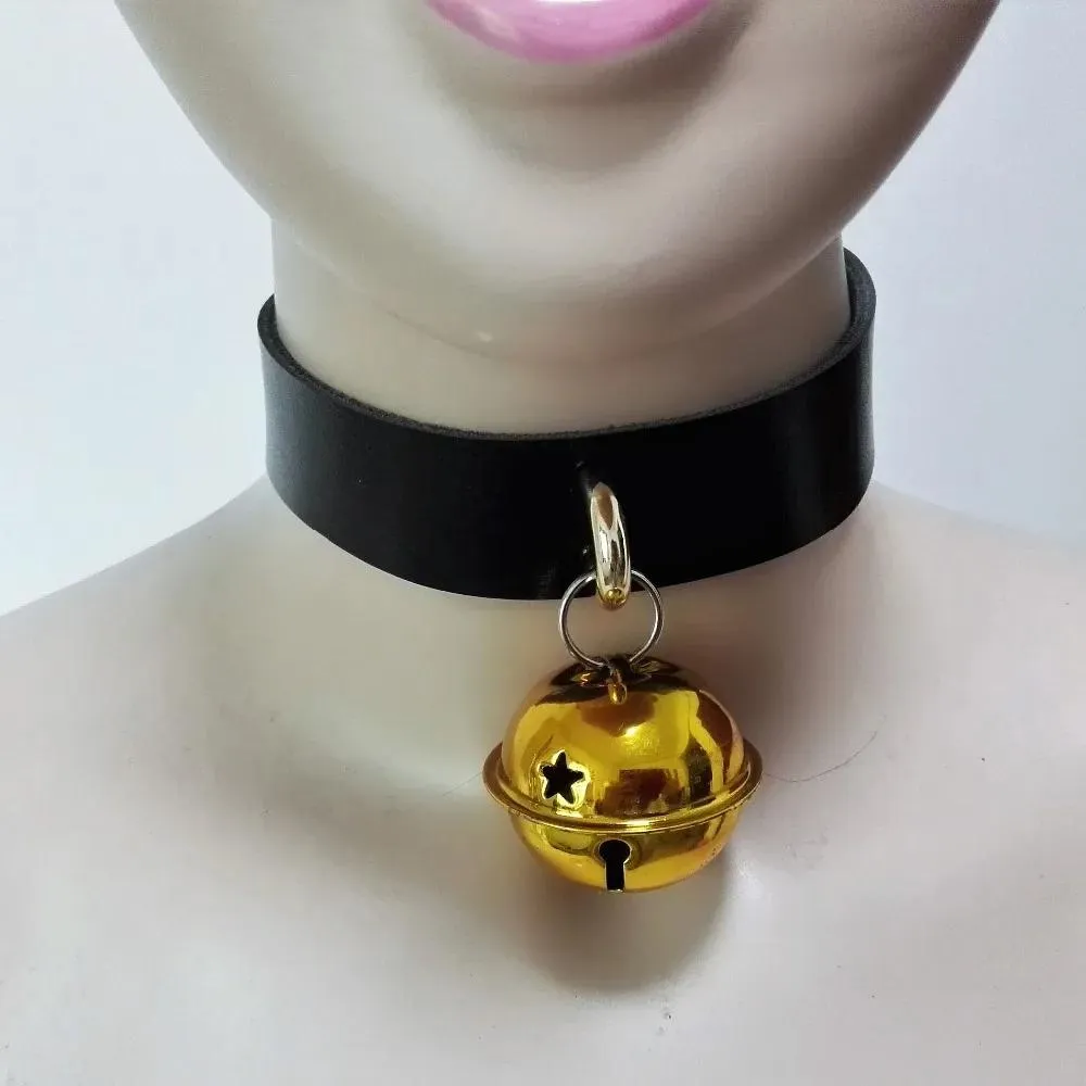 Halsband mode harajuku 100%handgjorda krage stud Goldcolor bell punk rock goth choker halsband gratis frakt