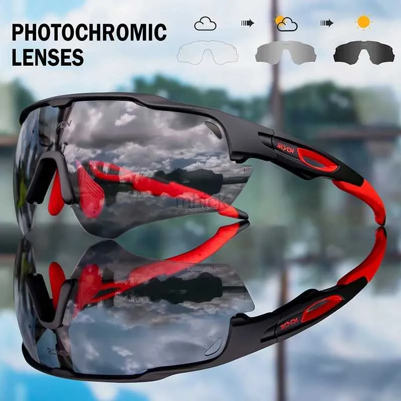 Outdoor-Brillen Neue photochrome Radfahren-Sonnenbrille MTB-Fahrradbrille Herren-Sonnenbrille Sport-Lauf-Fahrradbrille UV400-Schutzbrille 240122