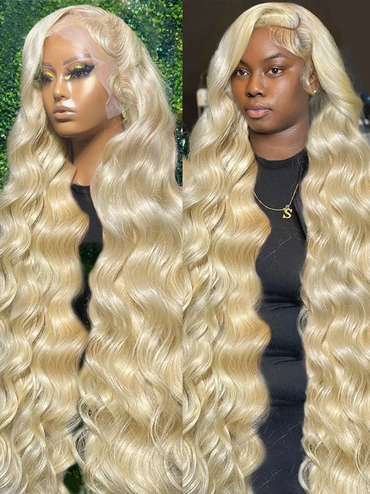 613 Honey Blonde 13x6 Transparen Spets Front Human Hair Wigs Brazilian 250% Body Wave Colored 13x4 Frontal Wig 5x5 Stängningspervar