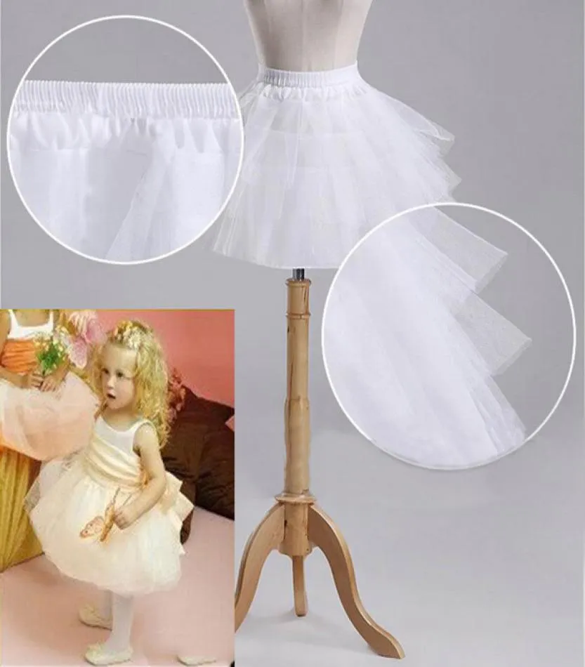 2017 Children Petticoats Wedding Accessories 3 Layers Hoopless Short Crinoline White Flower Girl Dress Kid Princess Underskirt3302492