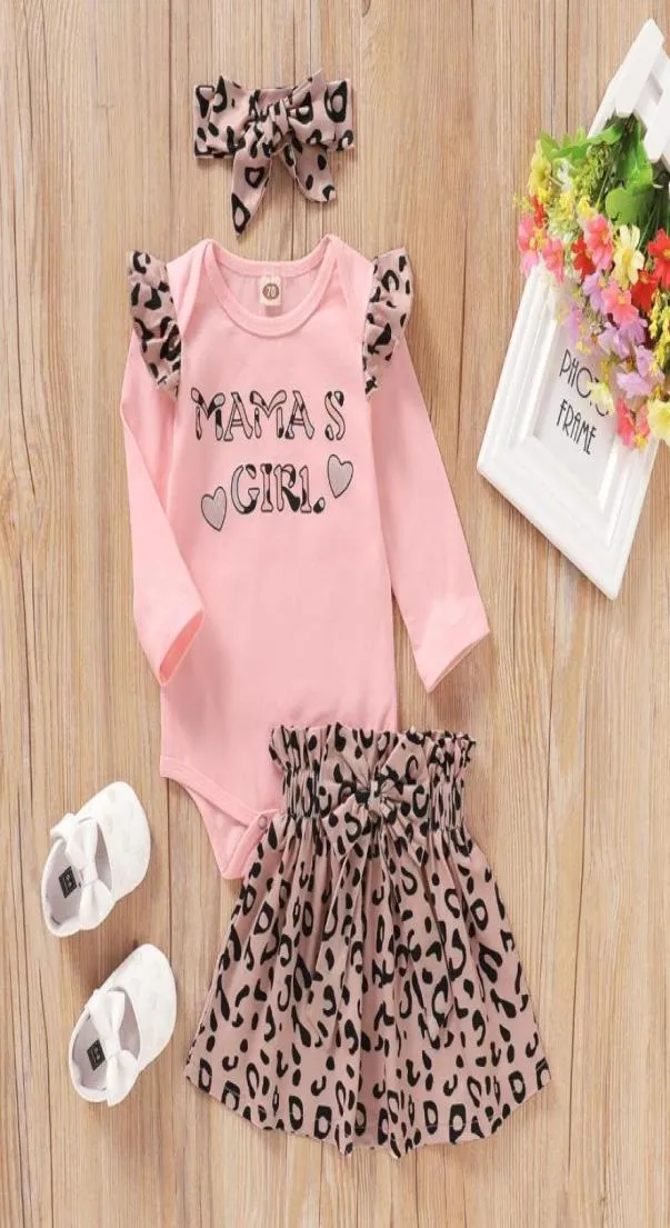 Vestiti della neonata 12 18 mesi Pagliaccetto rosa a maniche lunghe Gonna con stampa leopardata per le ragazze del bambino Set di abbigliamento primaverile1872635