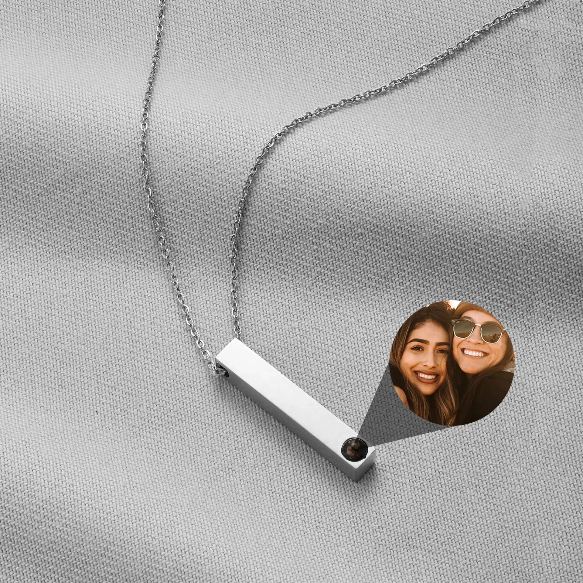 Halsband Anpassade projektion Halsband Fadeless rostfritt stål Rektangulärt pendantCustomized Photo Necklace Pendant Commemorative Gift