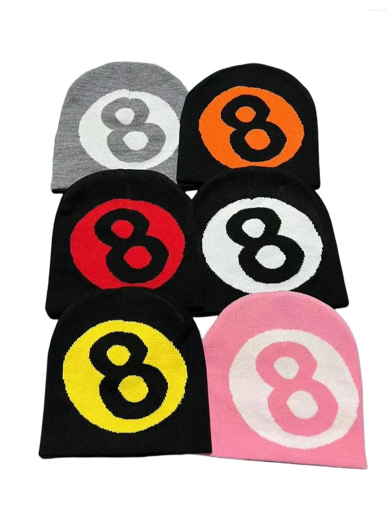 Berretti Moda Maglia Numero 8 Design Cappello per uomo Donna Pullover Berretto in pile Y2k Goth Cappelli a cuffia caldi Hip-hop Street