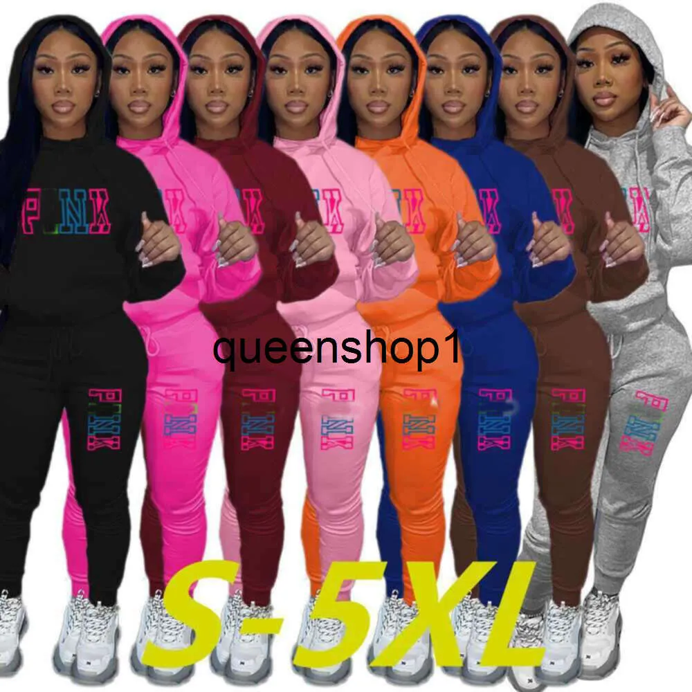 Plus Sizes S-5XL Designer Women Tracksuits pink two Pieces Set Personalized Printing Casual Sweater Pants Fall Clothes Ladies Sportwear